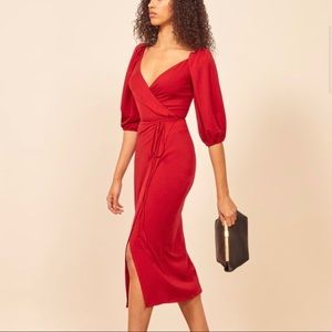 Reformation Puff Sleeve wrap dress